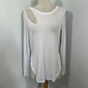 ALO Yoga Tee Top Womens XS‎ Peak  White Cut Out Ribbed Activewear